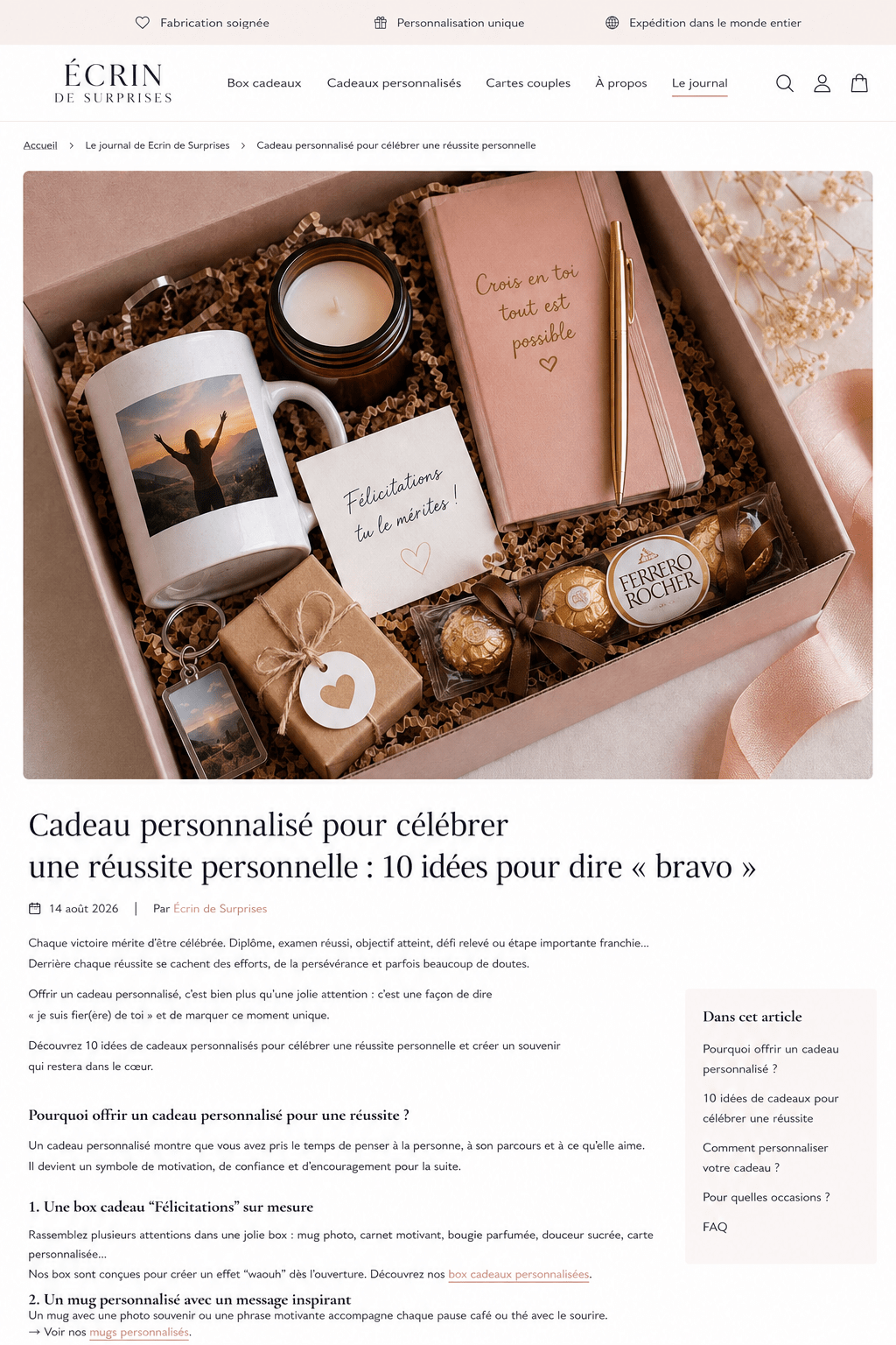 Cadeau personnalisé pour célébrer une réussite personnelle : 10 idées pour dire « bravo » - Ecrin de Surprises