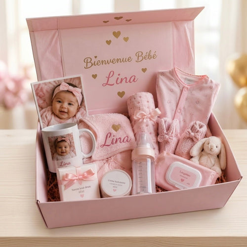 Box cadeau naissance bébé personnalisée - Ecrin de Surprises