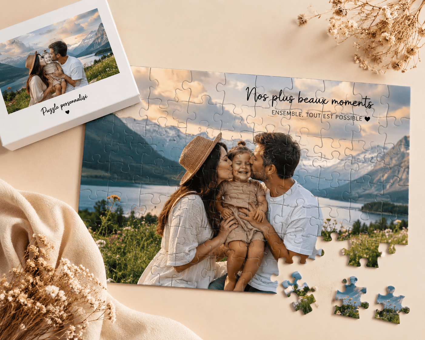 Puzzle Personnalisé avec Photo – Cadeau Original pour Famille, Couple, Anniversaire & Naissance - Ecrin de Surprises